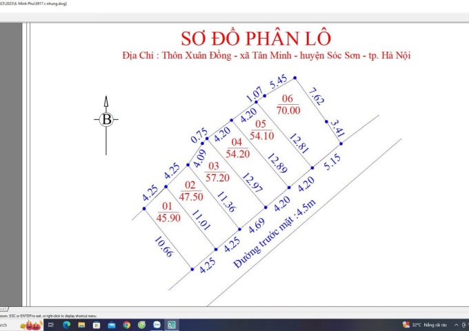 MỞ BÁN 06 LÔ ĐẤT CHÍNH CHỦ TẠI XUÂN ĐỒNG - TÂN MINH - SÓC SƠN.