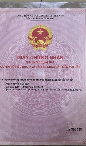 CẦN BÁN LÔ ĐẤT HUYỆN CẦN GIUỘC, LONG AN