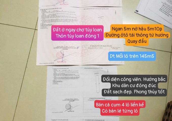 Cần bán đất Siêu đầu tư lốc 4 lô đất liền kề ngay chợ túy loan-Đà Nẵng