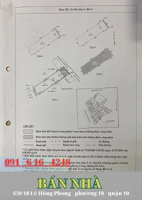 BÁN NHÀ 1 TRỆT, 3 LẦU, SHR SỐ 638/10 LÊ HỒNG PHONG, P.10, Q.10- 9 TỶ TL