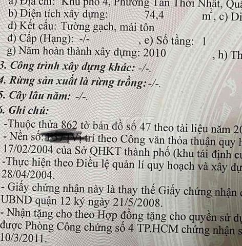 CHÍNH CHỦ BÁN ĐẤT TẶNG NHÀ CẤP 4 ĐANG CHO THUÊ- KHU 10HA DƯƠNG THỊ GIANG Phường Tân Thới Nhất, Quận 12, Tp Hồ Chí Minh