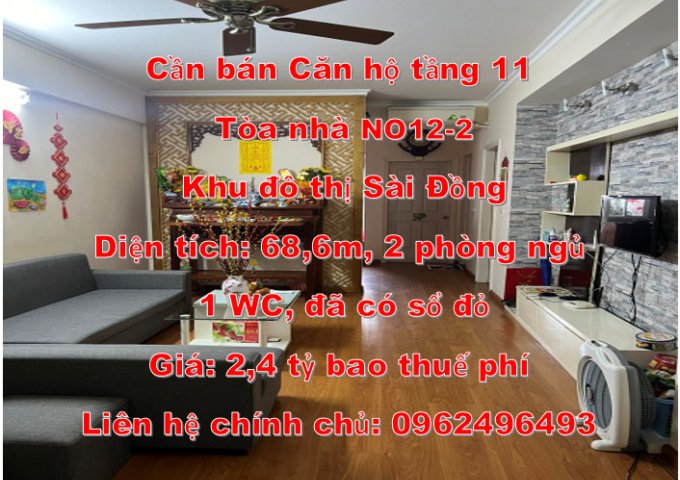 Chính chủ Cần bán Căn hộ tầng 11, Tòa nhà NO12-2, Khu đô thị Sài Đồng