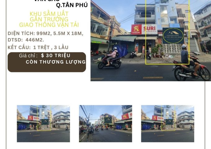 Cho thuê nhà mặt tiền Văn Cao 99m2 3 Lầu+ST, 30Triệu, gần trường GTVT