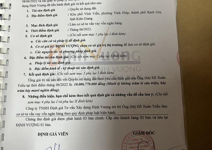 CẦN BÁN LÔ ĐẤT ĐẸP TẠI TP RẠCH GIÁ-TỈNH KIÊN GIANG