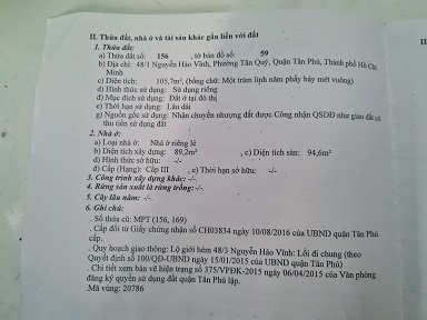 CẦN BÁN NHÀ HẺM NHỎ QUẬN TÂN PHÚ, THÀNH PHỐ HỒ CHÍ MINH