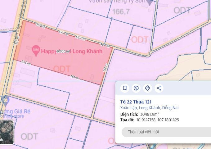 Chính Chủ Cần Bán Lô Đất Mặt Tiền Vị Trí Đẹp Tại Đồng Nai