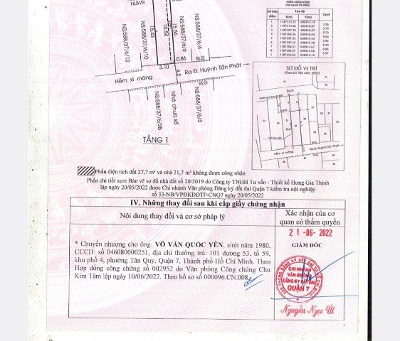 Chính chủ cần bán lô đất 61,3m2 – 558/37/6/8 Huỳnh Tấn Phát, Khu phố 2, P Tân Phú, Q 7, TP HCM