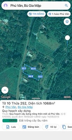 Đất chính chủ em bán gấp 550 triệu có ngay 22 X 45m có 200m2 thổ cư thôn 3 - Phú Văn - Bù Gia Mập - Bình Phước