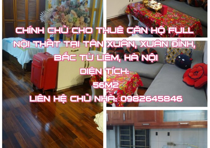 Chính chủ cho thuê căn hộ full nội thất tại Tân Xuân, Xuân Đỉnh, Bắc Từ Liêm, Hà Nội