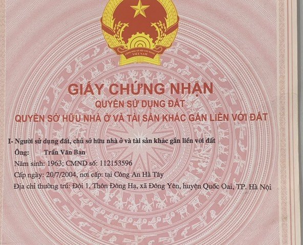 CHÍNH CHỦ CẦN BÁN LÔ ĐẤT ĐẸP - xã Đông Yên- Huyện Quốc Oai- TP Hà Nội