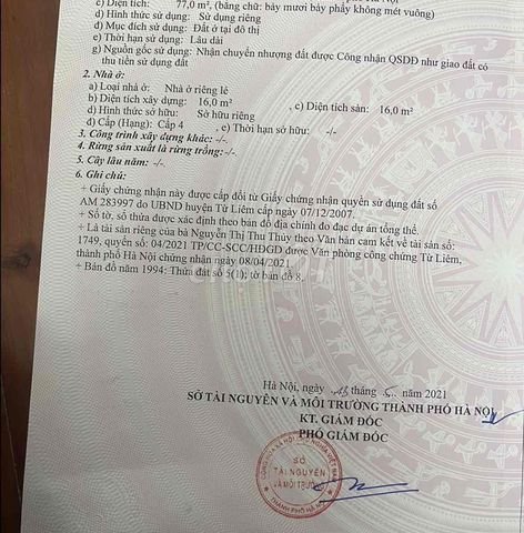 Cần bán đất thổ cư, DT sổ 77m2; DT thực 77,7m2, xe 7 chỗ vào trong nhà