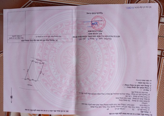 em cần bán lô đất thổ cư dưới hòa bình  .diện tích 1005,6m2 giá 3,8 tỷ