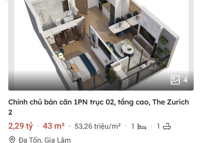 CẦN BÁN CĂN HỘ CHUNG CƯ TOÀ THE ZURICH 2 ( Z2 ) OCEAN PARK 1 TẠI GIA LÂM - HÀ NỘI