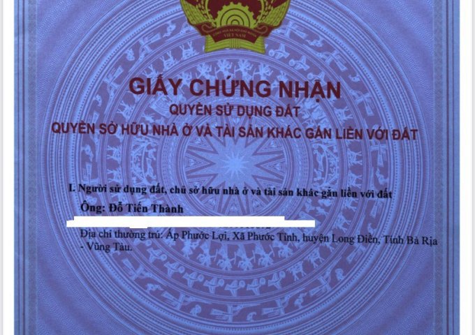 CHÍNH CHỦ CẦN BÁN ĐẤT TẶNG NHÀ CẤP 4 TẠI HUYỆN LONG ĐIỀN- TỈNH BÀ RỊA VŨNG TÀU