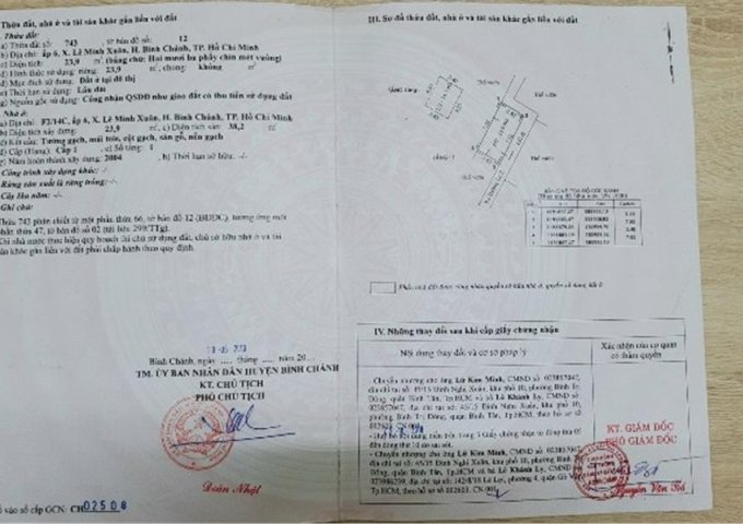 CHÍNH CHỦ CẦN BÁN NHANH căn nhà vị trí đẹp tại xã Lê Minh Xuân, huyện Bình Chánh, TPHCM