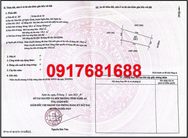 ⭐Chính chủ bán 258m2 đất sổ hồng riêng tại trung tâm Nghĩa Thành, Nghĩa Đàn, Nghệ An; 365tr; 0917681688