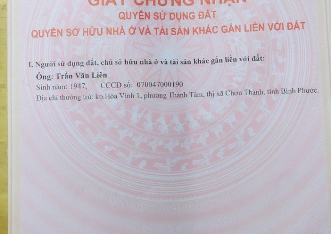 CẦN BÁN LÔ ĐẤT ĐẸP TẠI XÃ CHƠN THÀNH - TỈNH BÌNH PHƯỚC