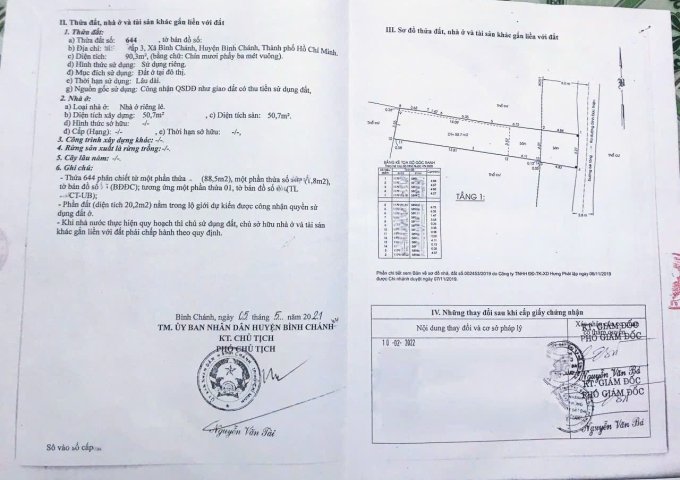 Bán lỗ dãy trọ 4 phòng diện tích 90,3m2 giá 850tr shr full thổ cư trịnh như khuê chợ bình chánh