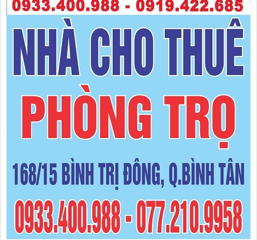 Chính chủ cho thuê phòng trọ giá rẻ tại 168/15 Bình Trị Đông, Bình Tân, TPHCM