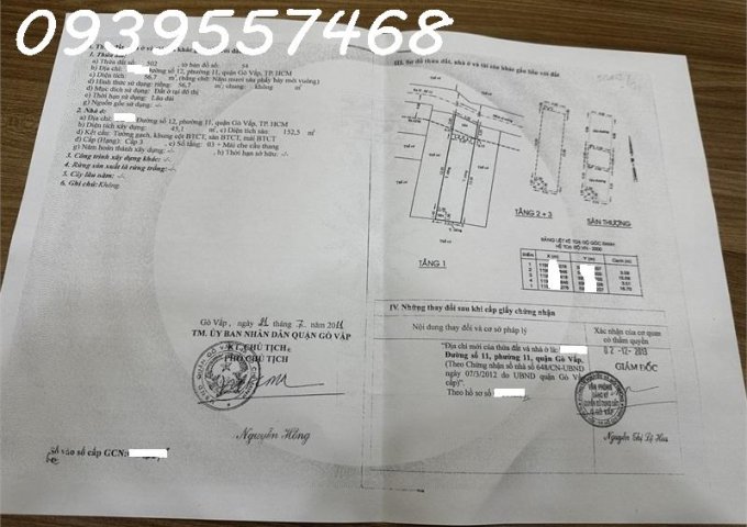 Cực Gấp!! Nhà 57m2, 4 Tầng. Ngay CV Làng Hoa, Nguyễn Văn Khối, Gò Vấp. TRẢ LÀ BÁN