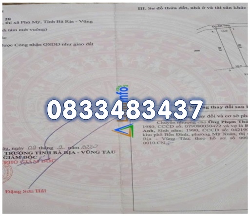 ☀️CHÍNH CHỦ bán nhanh đất đẹp tại P.Hắc Dịch, Thị Xã Phú Mỹ, Bà Rịa - Vũng Tàu, 1,8 tỷ; 0833483437