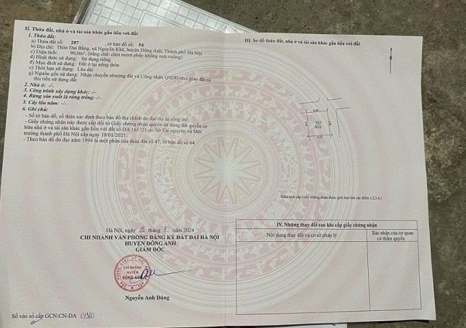 Lô góc 90m2, cách đường Võ Nguyên Giáp 400m, chính chủ cần bán làng Đại Bằng - Đại Bằng, Nguyên Khê, Đông Anh, HN