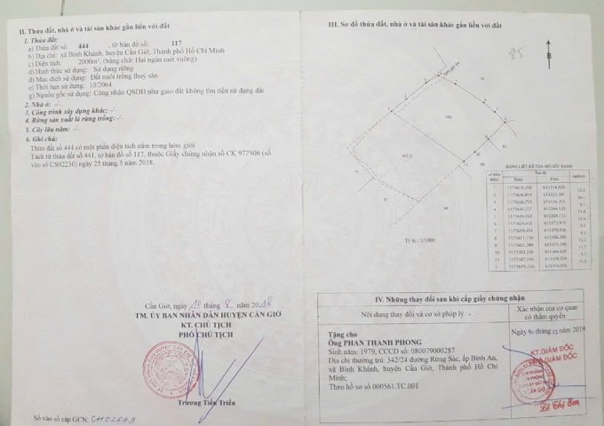 CHÍNH CHỦ CẦN BÁN LÔ ĐẤT ĐÓN ĐẦU CẦU BÌNH KHÁNH-HUYỆN CẦN GIỜ- TPHCM