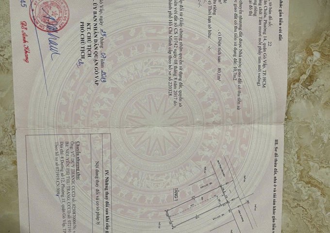 Chính chủ cần bán lô đất tại địa chỉ 237/14/6 Phạm Văn Chiêu, Phường 14, quận Gò Vấp,