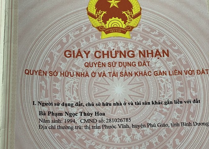 Chính chủ cần sang nhượng lô đất đẹp đã có sổ tại Phường Phú Hoà, TX. Bến Cát, Bình Dương