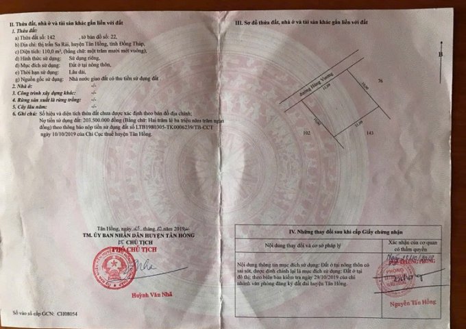 CHÍNH CHỦ CẦN BÁN NHÀ TẠI KHÓM 1 ĐƯỜNG HÙNG VƯƠNG THỊ TRẤN SA RÀI , TÂN HỒNG , ĐỒNG THÁP