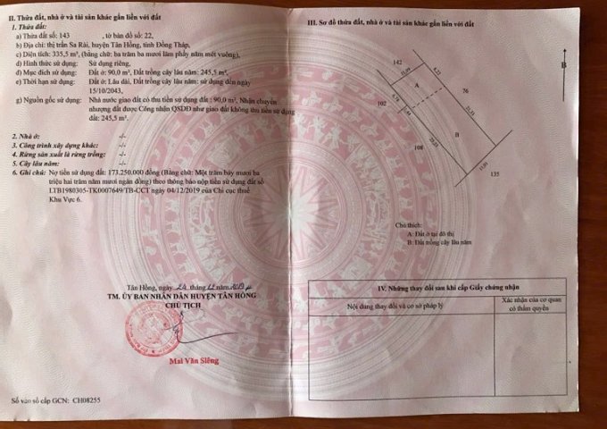CHÍNH CHỦ CẦN BÁN NHÀ TẠI KHÓM 1 ĐƯỜNG HÙNG VƯƠNG THỊ TRẤN SA RÀI , TÂN HỒNG , ĐỒNG THÁP