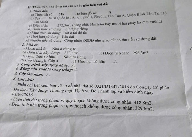 Chính chủ cần bán 3 mảnh đất Đường Quốc Lộ 1, Phường Tân Tạo A, Quận Bình Tân, Tp Hồ Chí Minh.