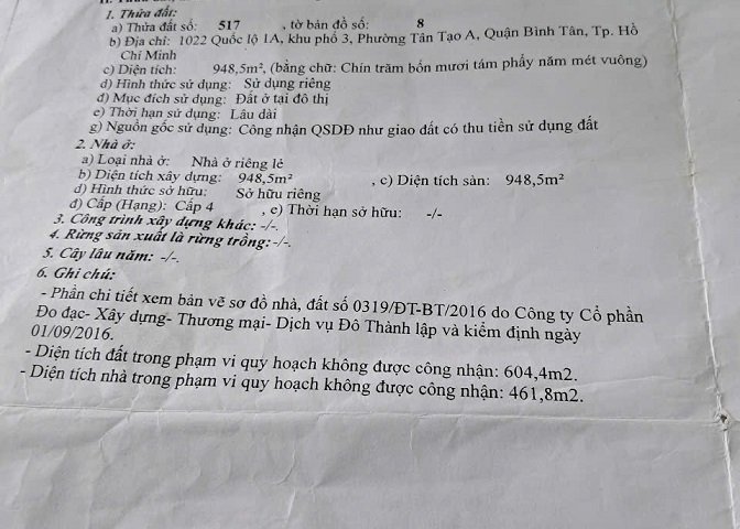 Chính chủ cần bán 3 mảnh đất Đường Quốc Lộ 1, Phường Tân Tạo A, Quận Bình Tân, Tp Hồ Chí Minh.