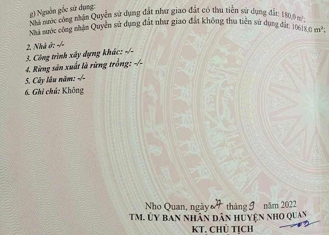 CẦN BÁN LÔ ĐẤT ĐẸP TẠI NHO QUAN - NINH BÌNH