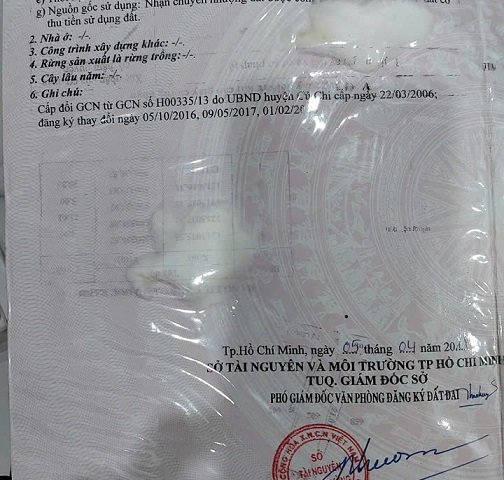 Bán Đất Xã Tân Thạnh Đông, Huyện Củ Chi, HCM