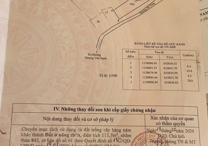 CHÍNH CHỦ CẦN BÁN LÔ ĐẤT ĐẸP TẠI XÃ LÝ NHƠN, HUYỆN CẦN GIỜ, TP HCM