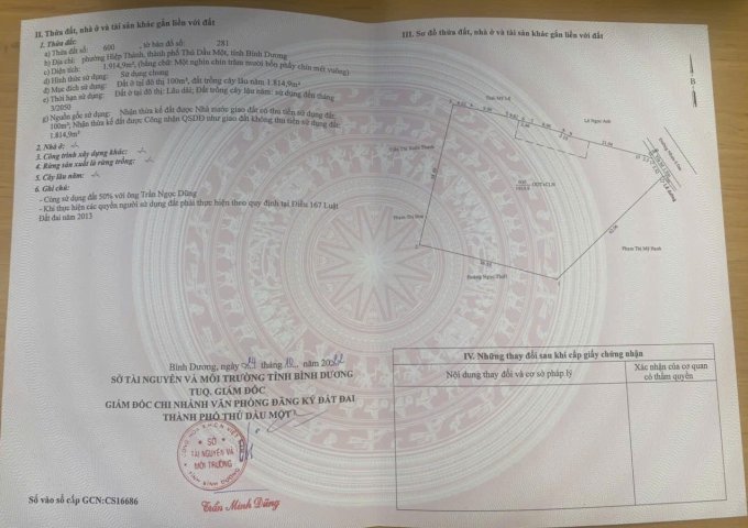 Chính chủ cần bán đất hoặc cho thuê đất tại Hiệp Thành 2, Thủ Dầu Một, Bình Dương