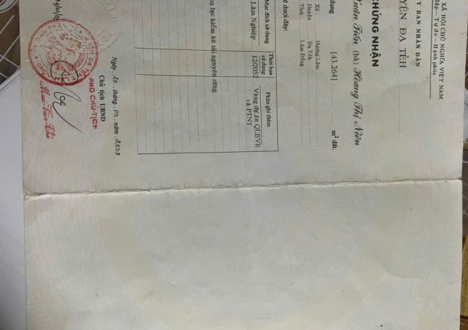 CHÍNH CHỦ CẦN BÁN ĐẤT THUỘC XÃ ĐẠ LÂY HUYỆN ĐẠ HUOAI LÂM ĐỒNG