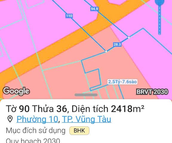 CẦN BÁN ĐẤT MẶT TIỀN ĐƯỜNG 3 THÁNG 2 P.10 - TP.VŨNG TÀU ( GẦN BÃI TẮM LONG CUNG )