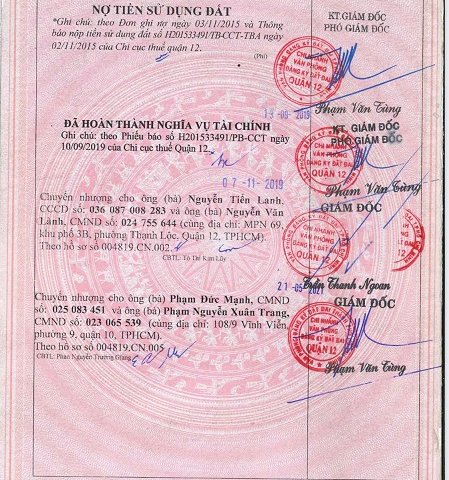 Chính Chủ Bán Nhanh Lô Đất 2 mặt Tiền, Full Thổ Cư Tại Q.12