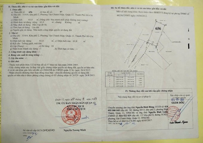 Chính chủ bán nhà riêng TÂN CHÁNH HIỆP 34 Q12