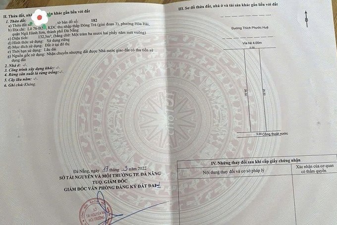 Bán đất Thích Phước Huệ, gần FPT Đà Nẵng