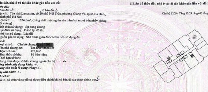 Chính chủ cần bán Chung cư cao cấp mặt phố Núi Trúc  dự án The Lancaster Núi Trúc, Giảng Võ, Ba Đình