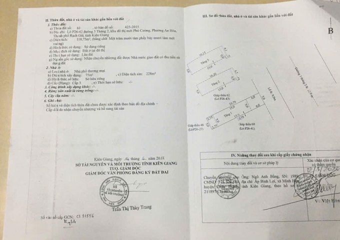 Chính Chủ Cần Bán Nhà Tại P26 CĂN 42 Đường 3/2 Rạch Giá -kiên Giang