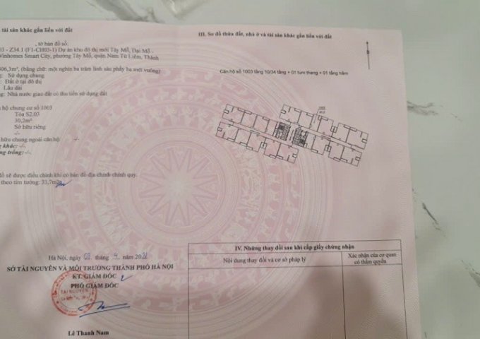 Bán Studio Vinhomes Smart City Toà S203-1003 tầng 10 Vinhomes Smart City - Nam Từ Liêm