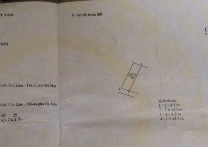 CHÍNH CHỦ CẦN BÁN LÔ ĐẤT TẠI THÔN THUẬN QUANG, XÃ DƯƠNG XÁ, HUYỆN GIA LÂM