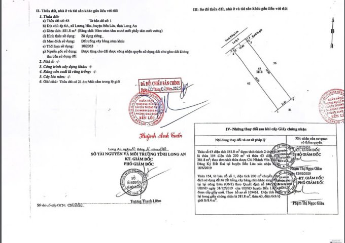 Chính chủ cần bán đất  Ấp 6A- Xã Lương Hoà- Huyện Bến Lức - Long An