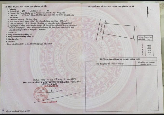 CHÍNH CHỦ GỬI BÁN ĐẤT PHƯỚC THUẬN - XUYÊN MỘC