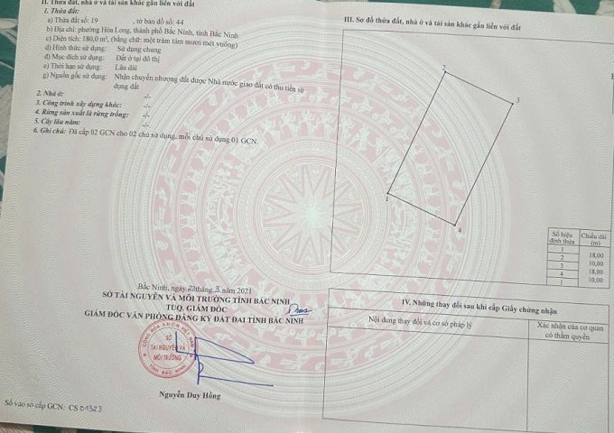 CHÍNH CHỦ CẦN BÁN ĐẤT TẠI BẮC NINH