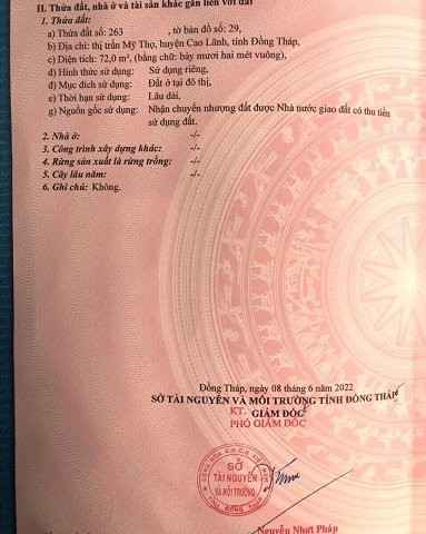 CẦN BÁN LÔ ĐẤT ĐẸP TẠI TỈNH ĐỒNG THÁP